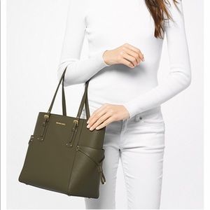 Michael Kors Voyager Small Crossgrain Leather Tote